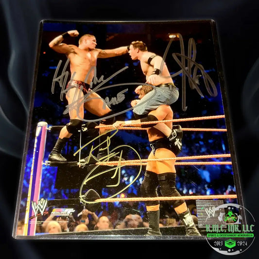 *Wwe Triple Hhh Randy Orton & John Cena 3X Signed Autographed Mania 8X10 Photofile* #Hhhrkocena141