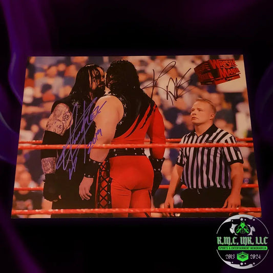 *Wwe Undertaker & Kane Dual Signed Autographed Wrestlemania 11X14 Photo* #Takerkane339