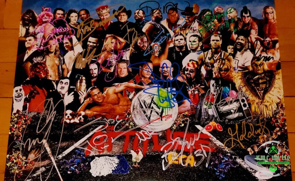 *Wwe/Wwf Attitude Era Roster Autographed & Signed By Stone Cold Steve Austin/Shawn Michaels