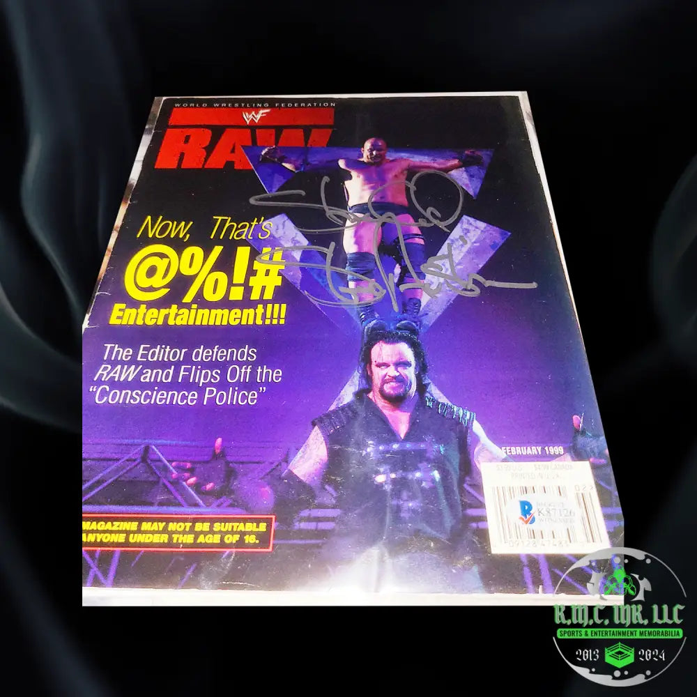 *Wwe/Wwf Stone Cold Steve Austin Autographed Vs Taker Lord Of Darkness Original Raw Magazine W/Bas