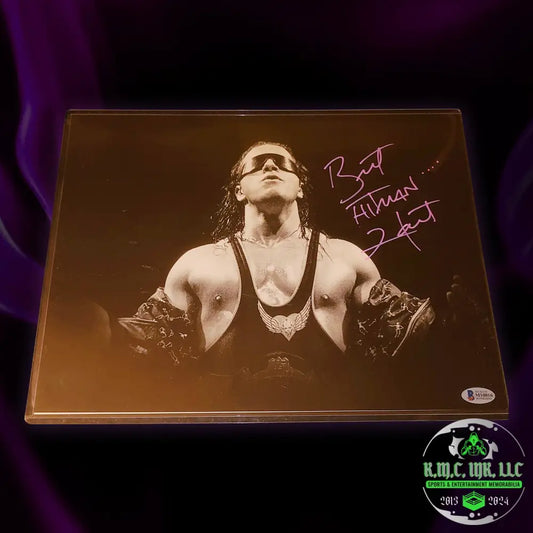 *Wwf/Wwe Bret Hitman Hart Signed Autographed Custom Pink&Black 11X14 Photo W/ Beckett Bsa* #Bret276