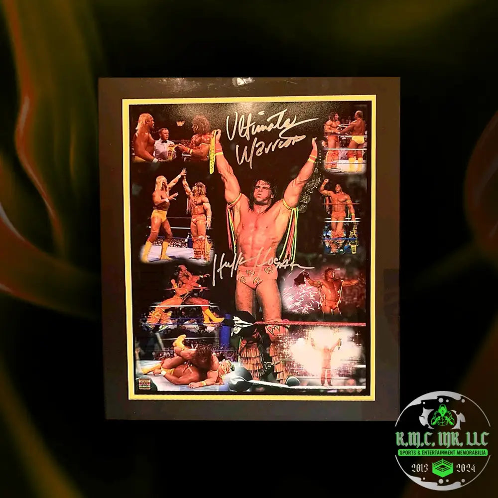 *Wwf/Wwe Ultimate Warrior & Hulk Hogan Dual Signed 20X24 Custom Framed Wrestlemania Vi Collage W/